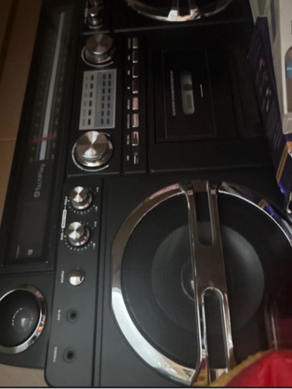 Black Stereo Boombox with Cassette Player